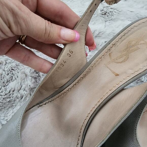 YVES SAINT LAURENT LEATHER GRAY PLATFORM HEEL SIZE 36 (6) - Picture 10 of 14